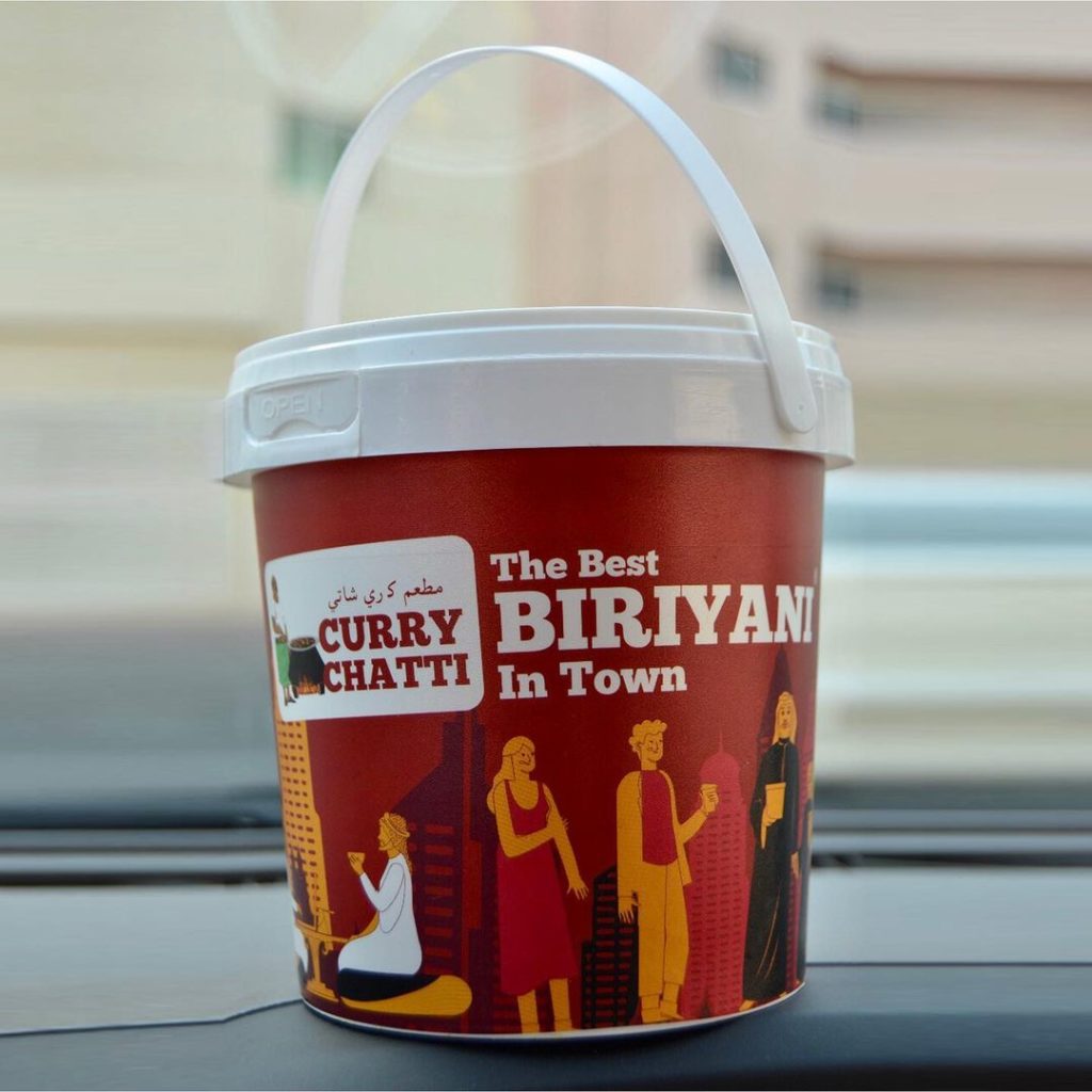 Biriyani container package design in Dubai, UAE