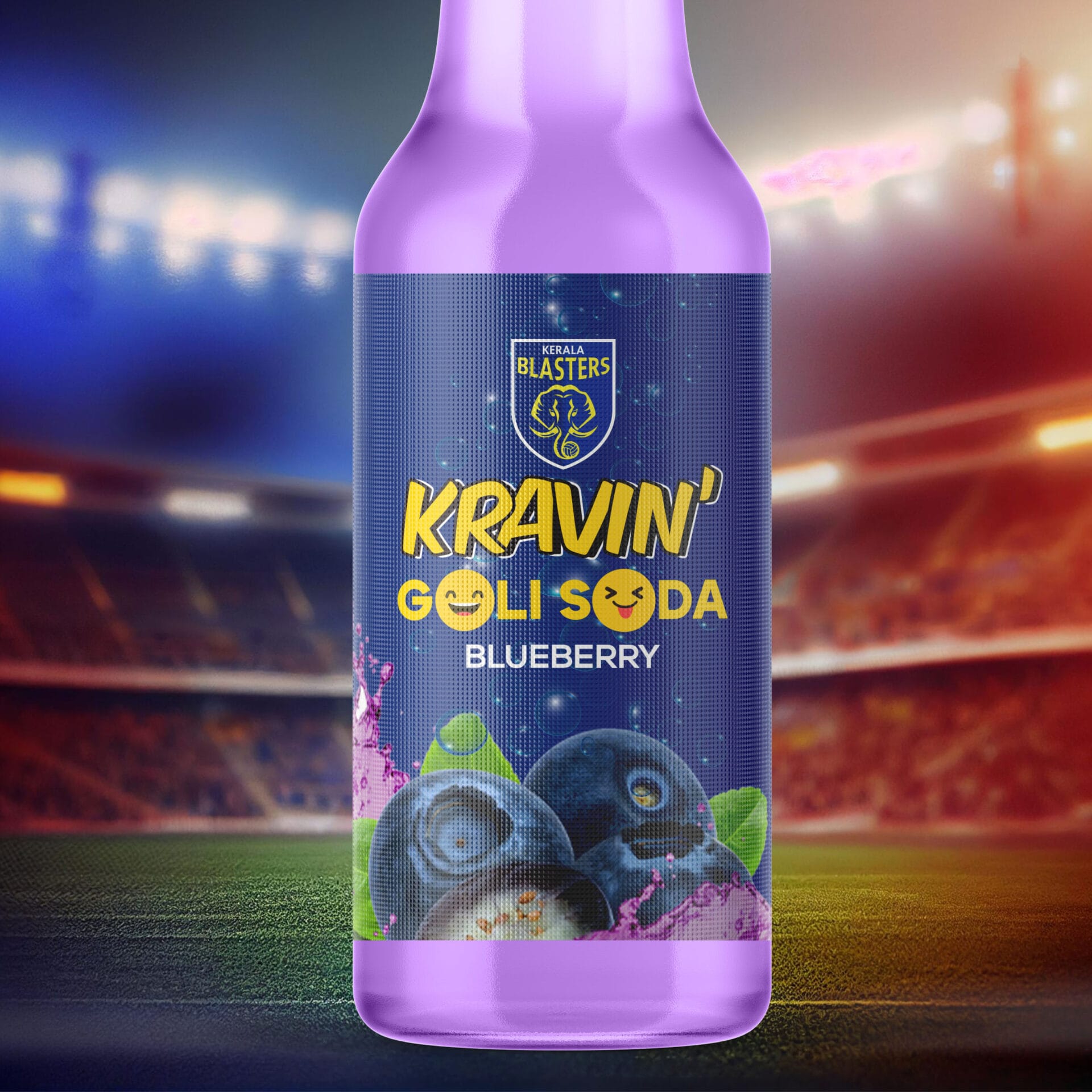 Goli Soda bottle design for Kochi Blasters FC