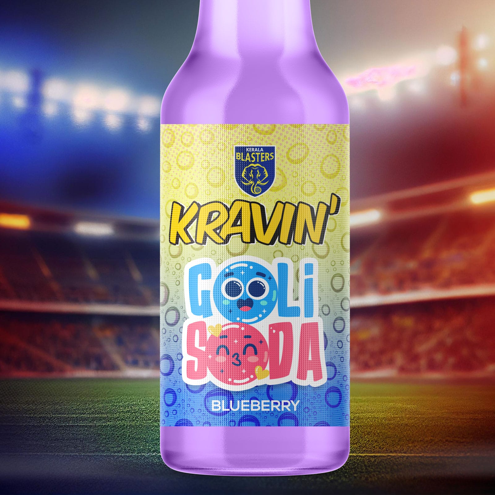 Goli Soda bottle design for Kochi Blasters FC