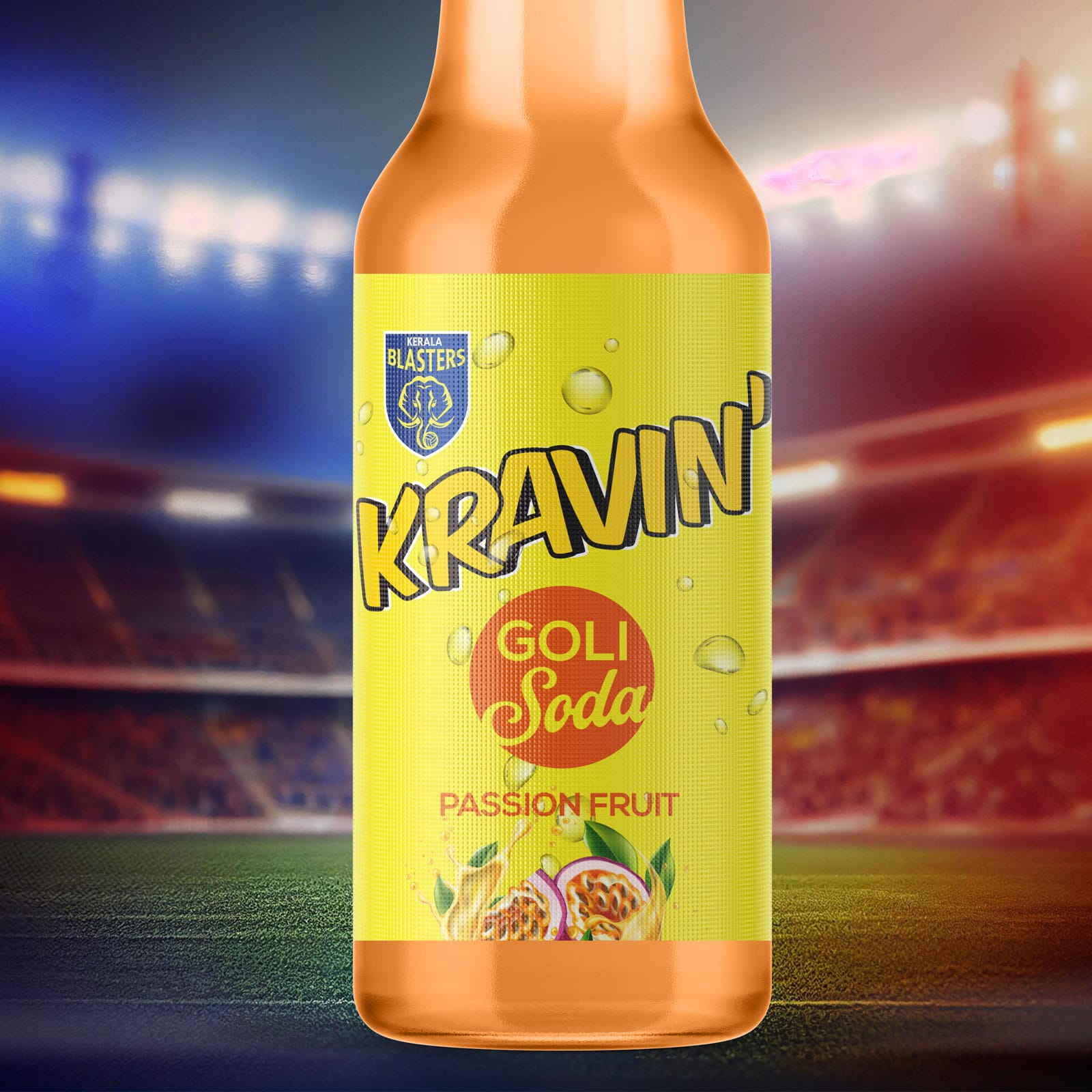 Goli Soda bottle design for Kochi Blasters FC